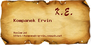 Kompanek Ervin névjegykártya
